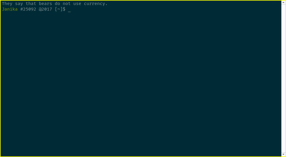 A new terminal window showing a fortune before the prompt.